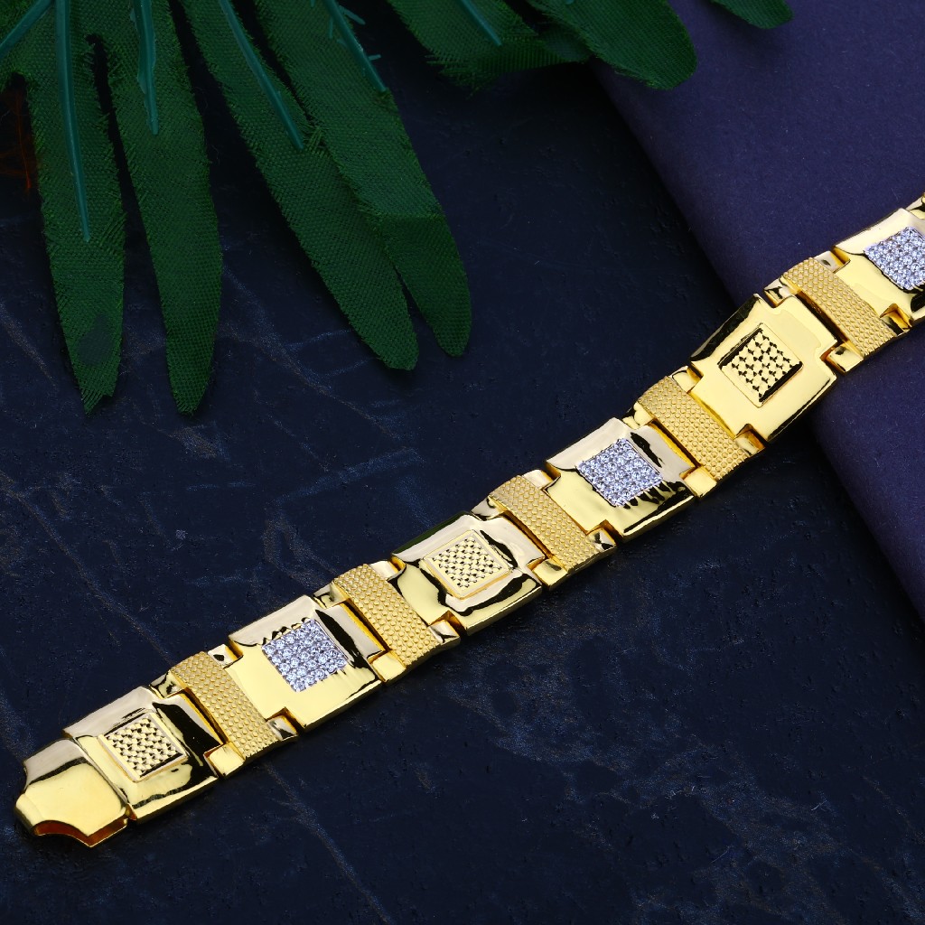 Mens Cz Gold 22K Bracelet-MCB42