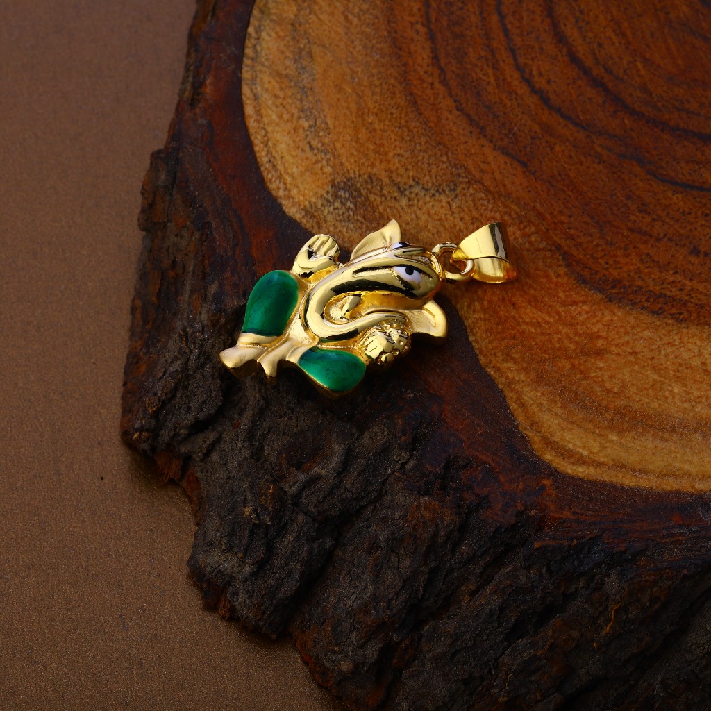 Mens Hollow Ganpati God Gold Pendant-HLP86