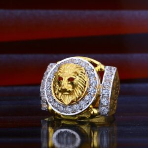 Mens Lion Gold Ring-MHR53