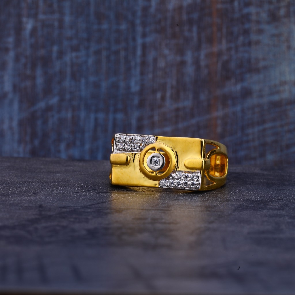 Mens 916 Gold Cz Ring-MR288