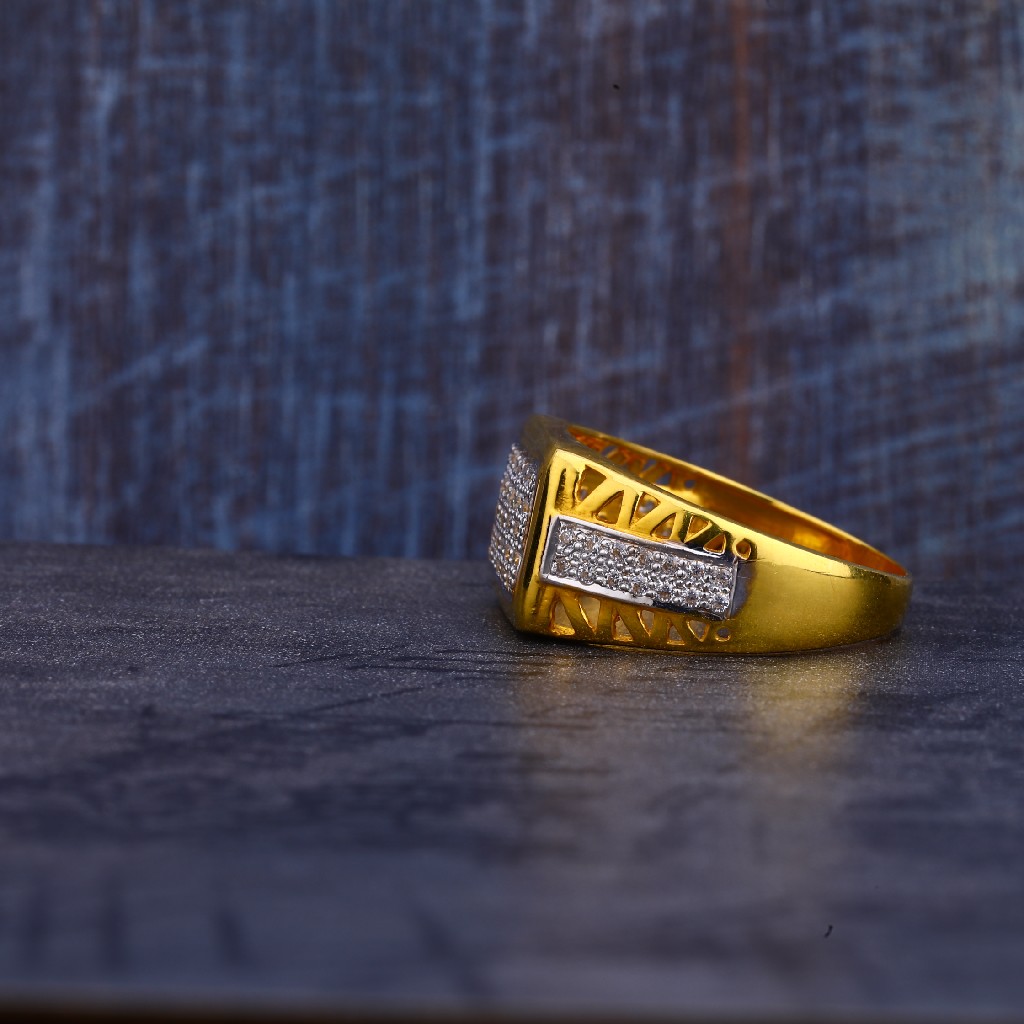 Mens Gold Cz Ring-MR278 - Image 2