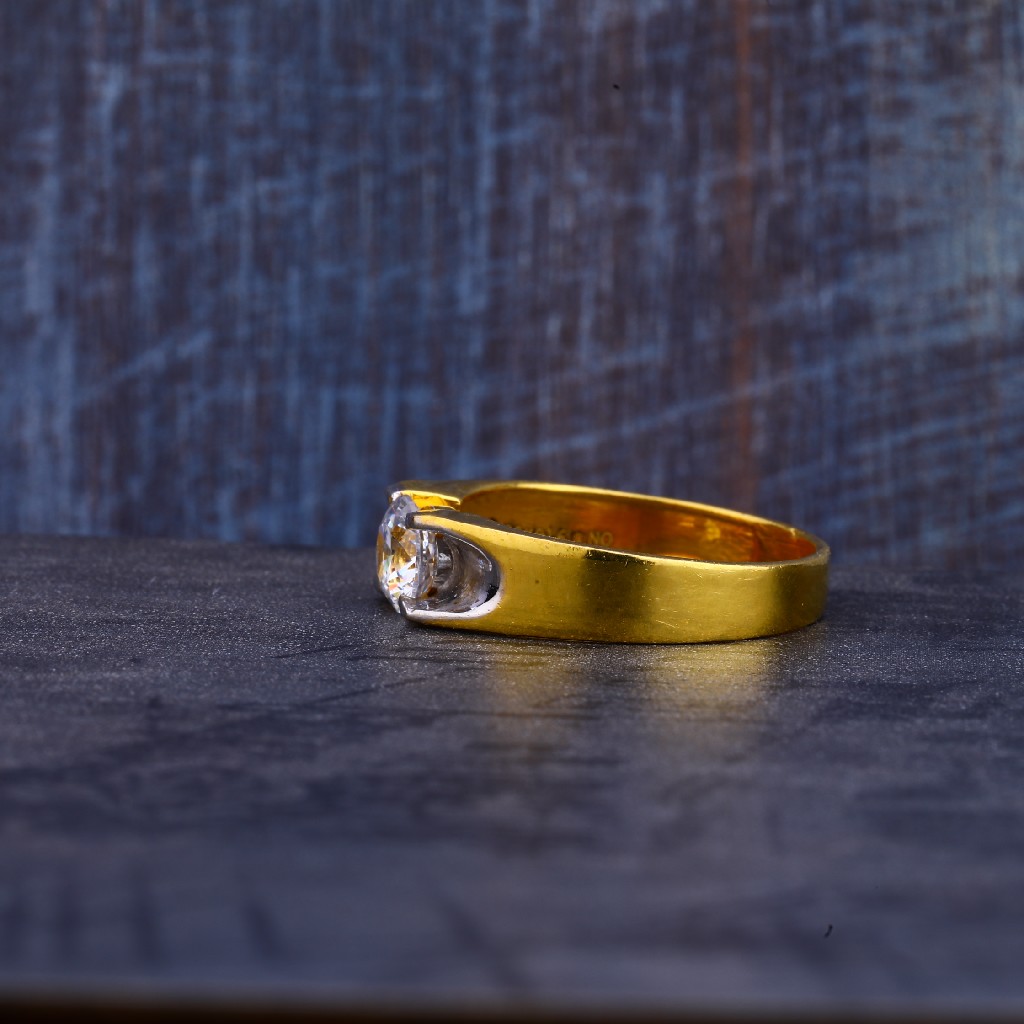 Mens Solitaire Gold 916 Ring-MR267 - Image 3