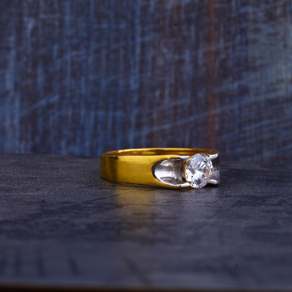 Mens Solitaire Gold 916 Ring-MR267 - Image 2