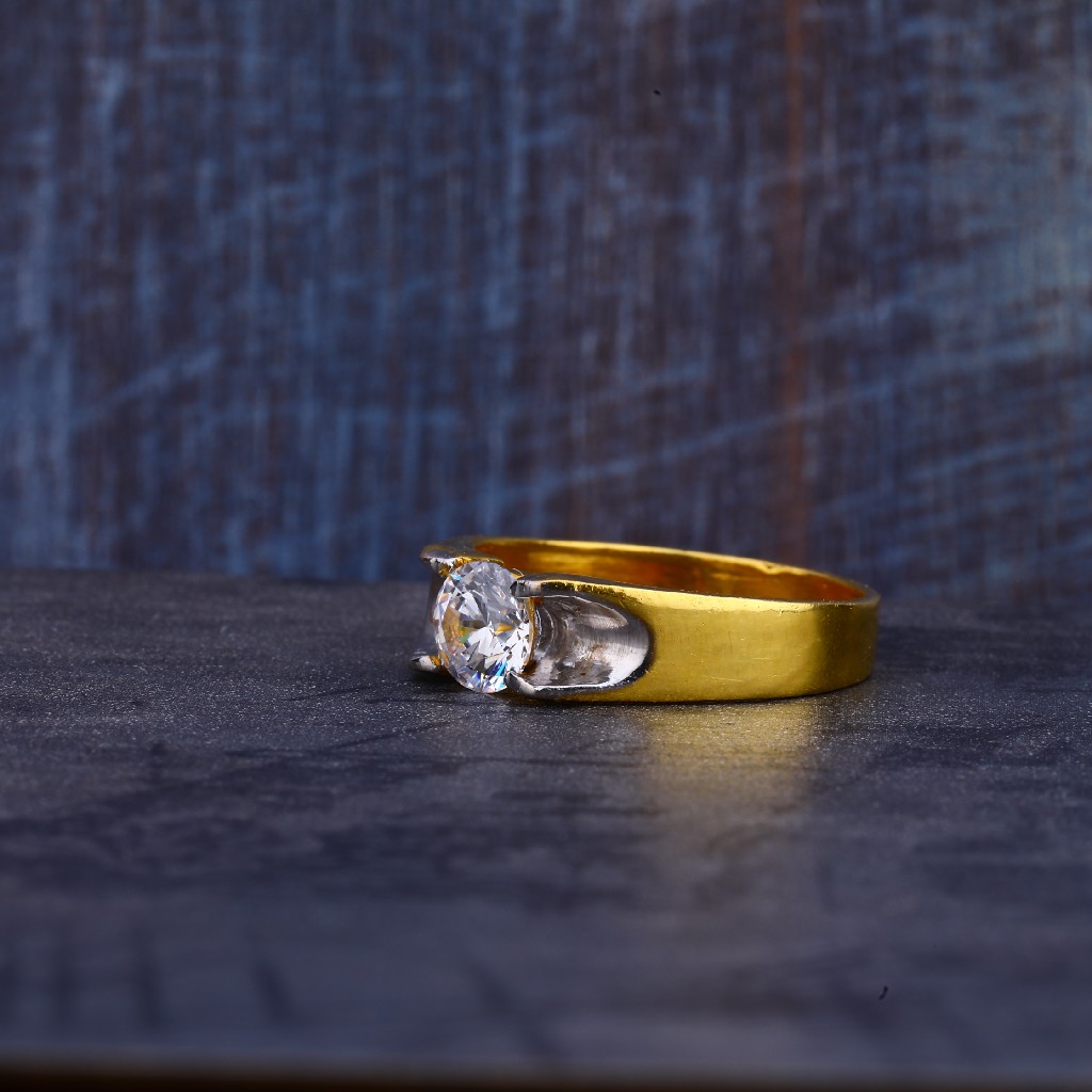 Mens Solitaire Gold 916 Ring-MR267