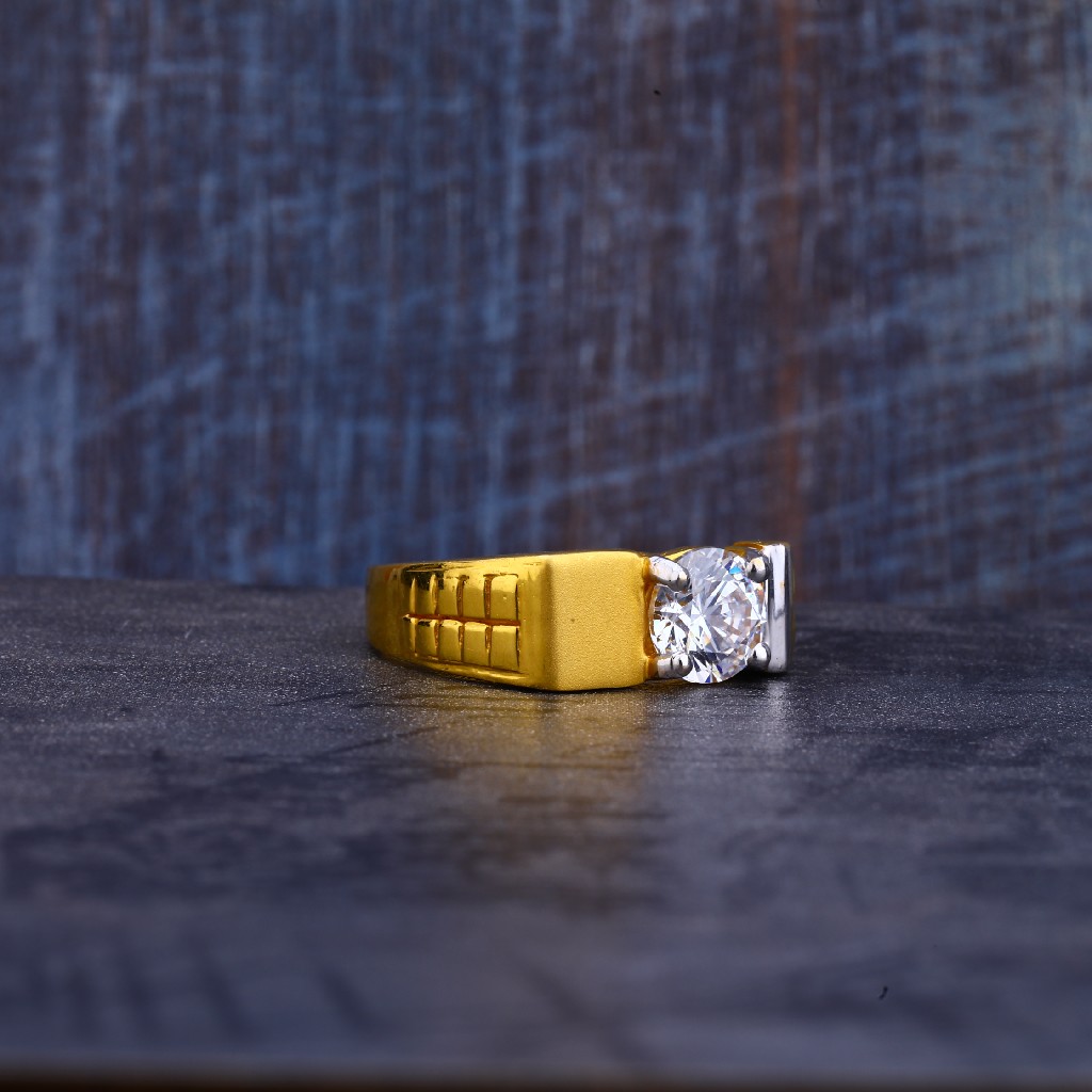 Mens Gold Cz Ring-MR258 - Image 2