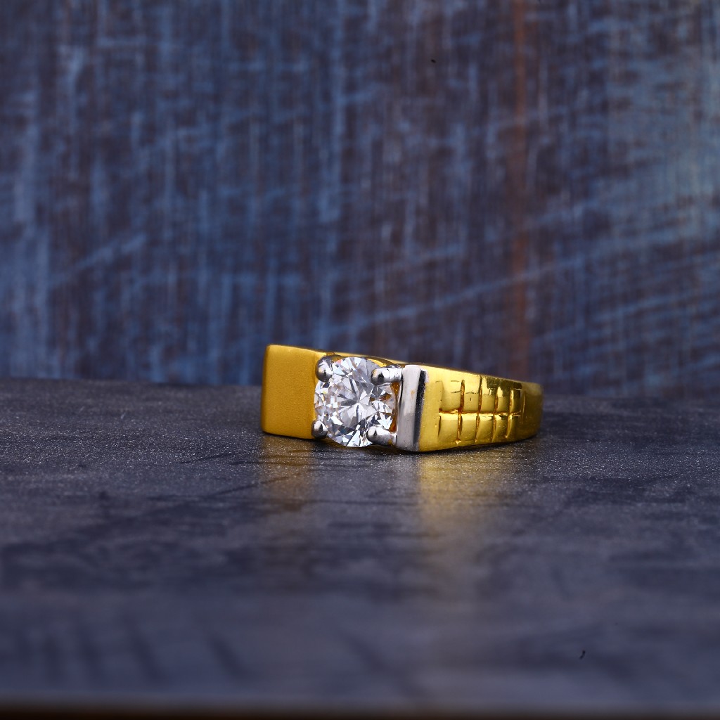Mens Gold Cz Ring-MR258
