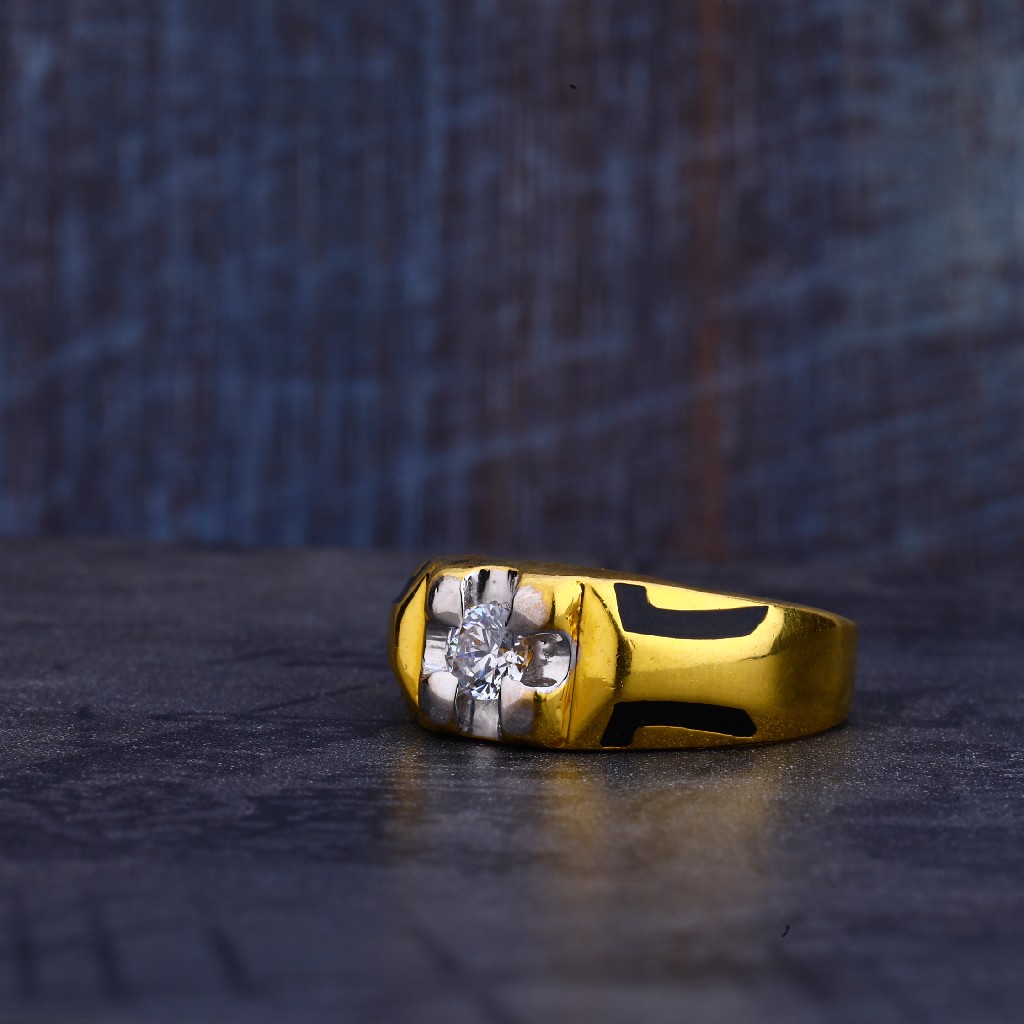 Mens 22K Gold Cz Ring-MR248