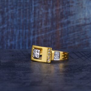 Mens Cz 22K Gold Ring-MR242