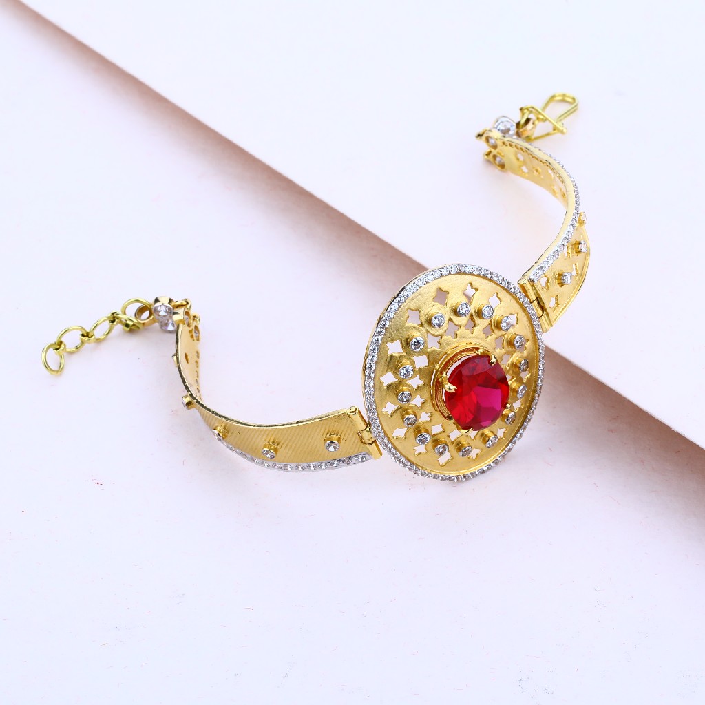 Ladies Gold Cz Fancy Italian Kada-LIB29