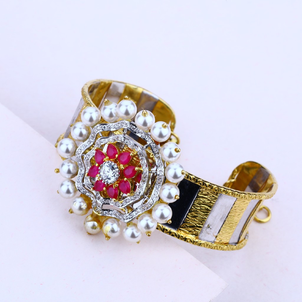 Ladies 18K Cz Gold Italian Kada-LIB14