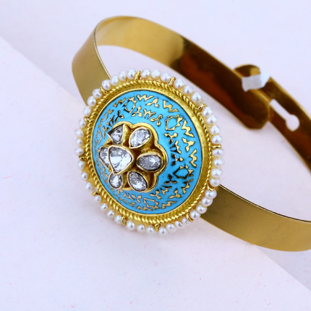 Ladies 18K Gold Italian Kada-LIB13 - Image 2