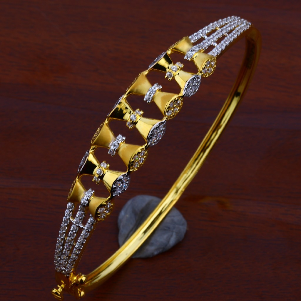 Ladies Gold Cz 18K Kada Bracelet-LKB45 - Image 2