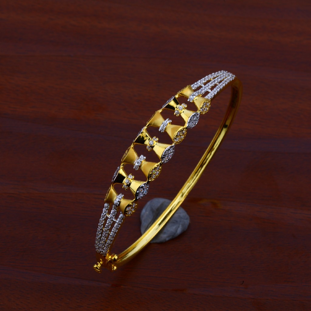Ladies Gold Cz 18K Kada Bracelet-LKB45