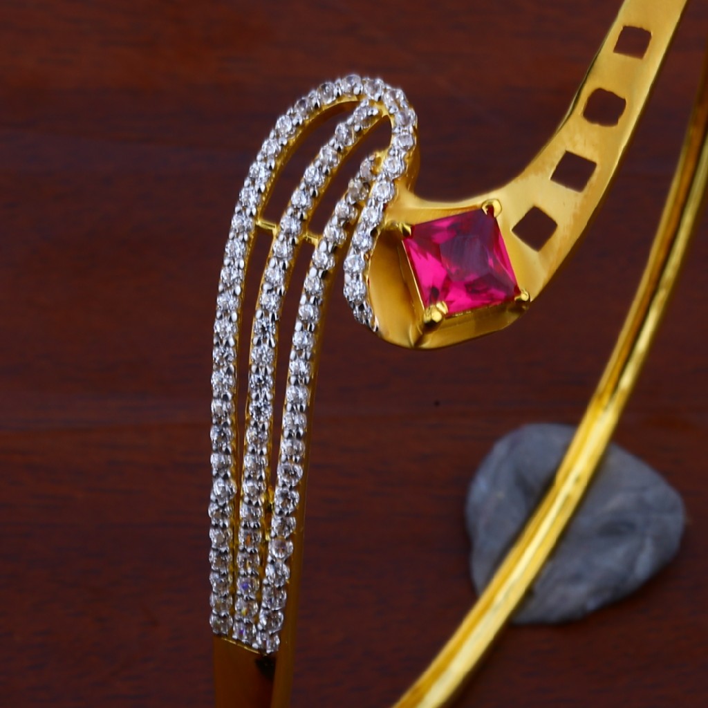 18K Gold Ladies Kada Bracelet-LKB43 - Image 2