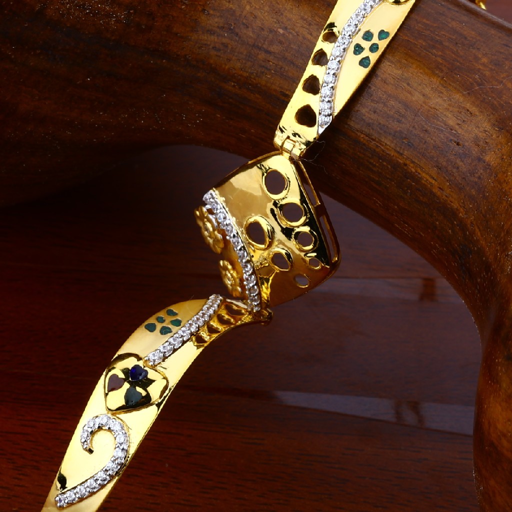 Gold Fancy Cz Ladies Kada Bracelet-LKB32 - Image 3