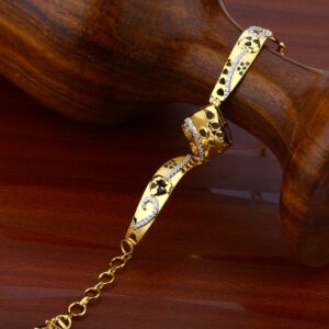 Gold Fancy Cz Ladies Kada Bracelet-LKB32
