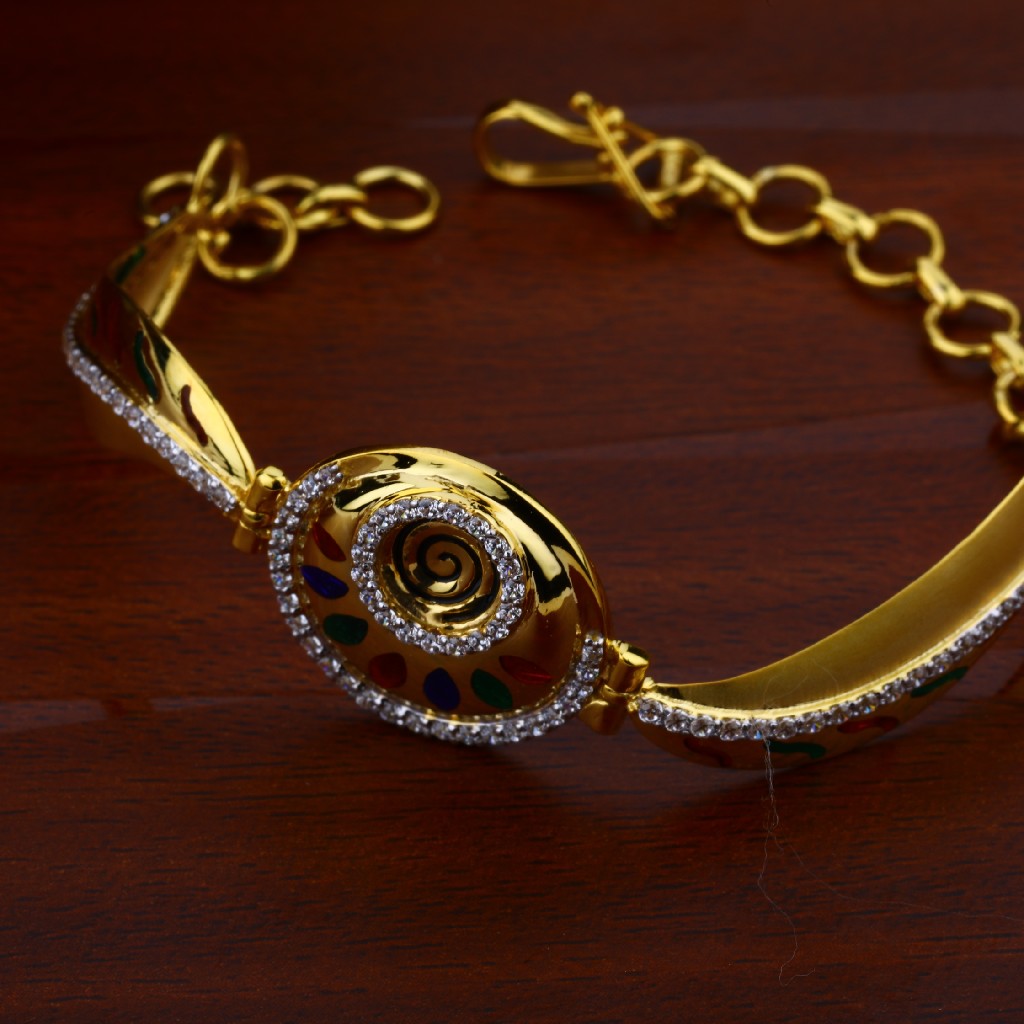 Ladies 18K Cz Gold Kada Bracelet-LKB30 - Image 3