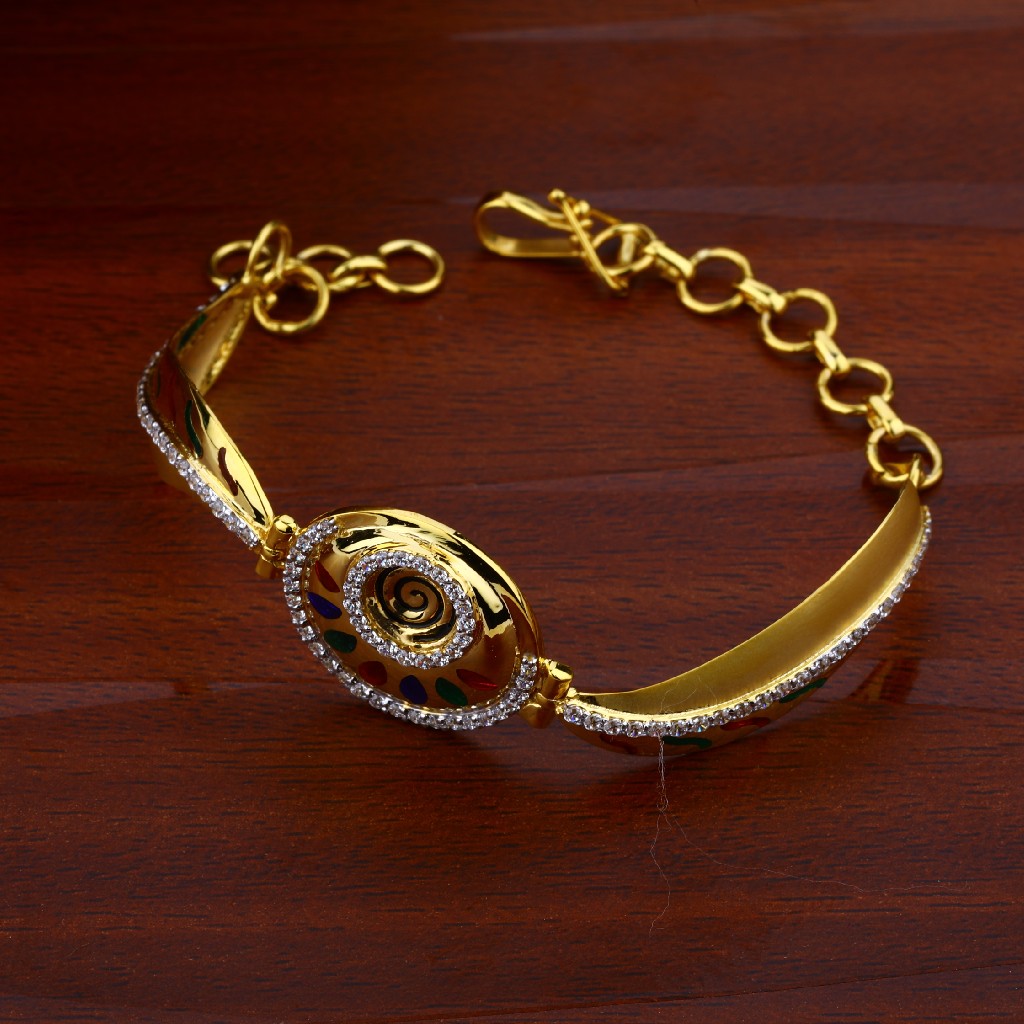 Ladies 18K Cz Gold Kada Bracelet-LKB30 - Image 2