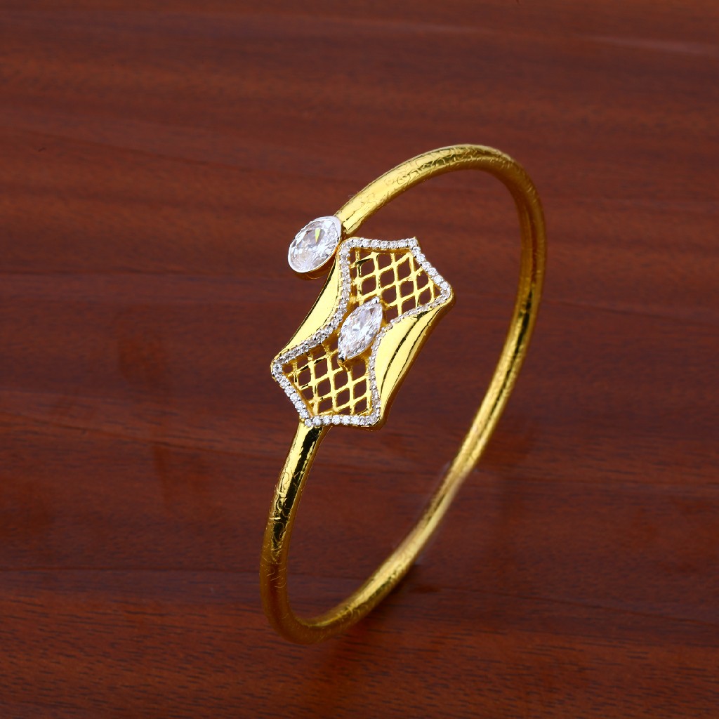 Ladies 18K Cz Diamond Gold Kada-LKB23