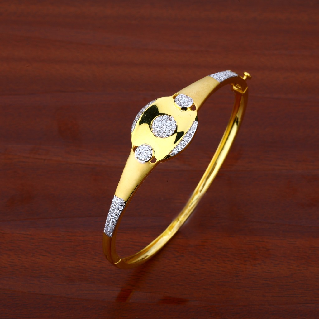 Ladies 18K Cz Diamond Gold Kada-LKB13
