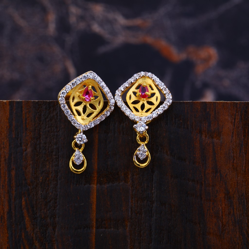 Ladies 22K Gold Earrings-LFE144