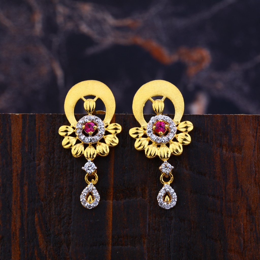 Ladies 916 Gold Fancy Earrings-LFE135