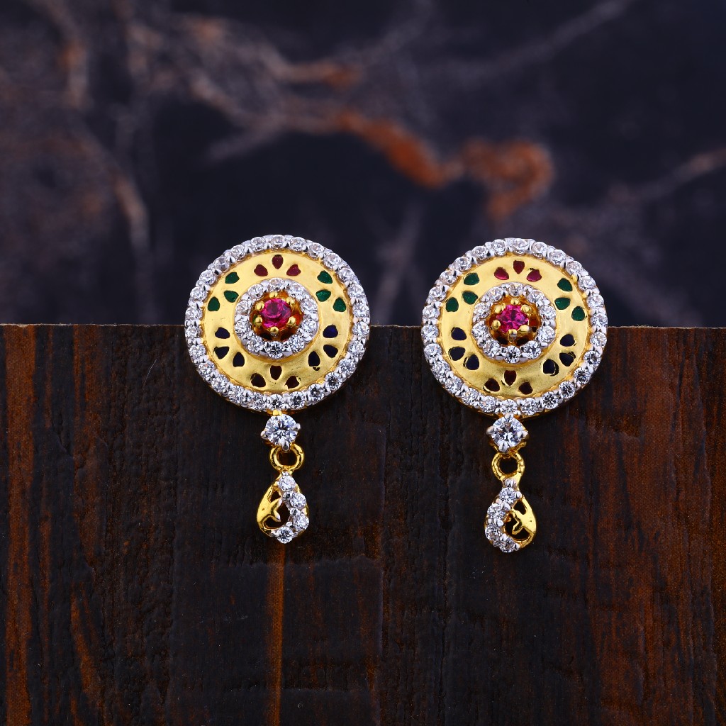 Gold Fancy 22k Ladies Earrings-LFE130