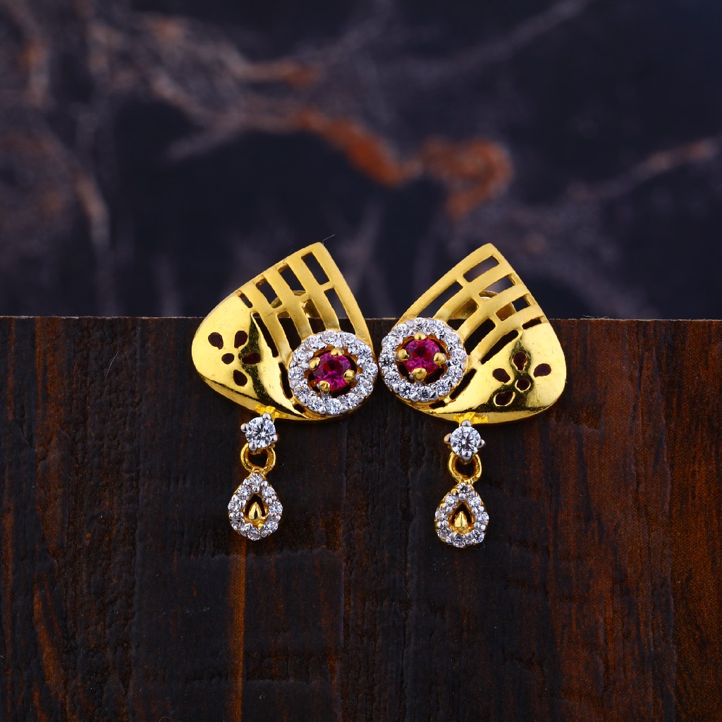 Ladies Gold 22K Earrings-LFE129