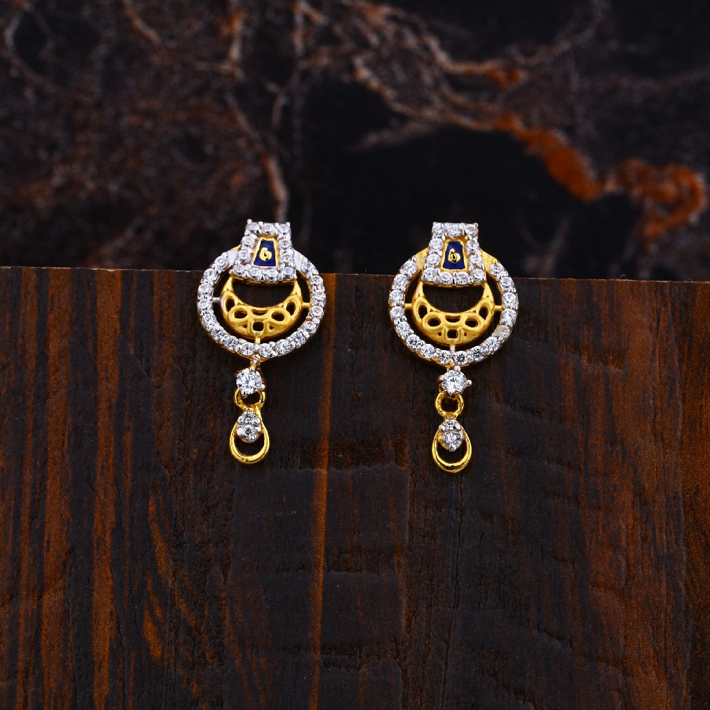 22K Gold Fancy Cz Earrings-LFE121