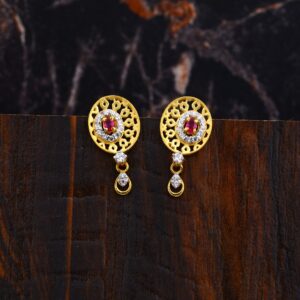 Ladies Gold 22K Cz Earrings-LFE120