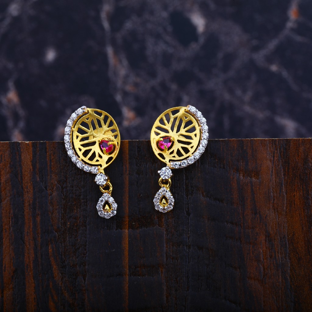 Ladies 916 Gold Fancy Earrings-LFE88