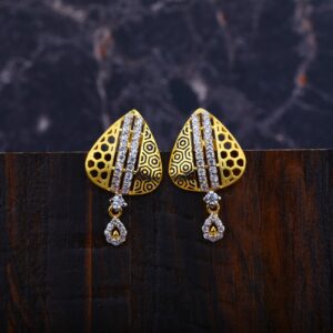 22K Gold Ladies Cz Earrings-LFE76