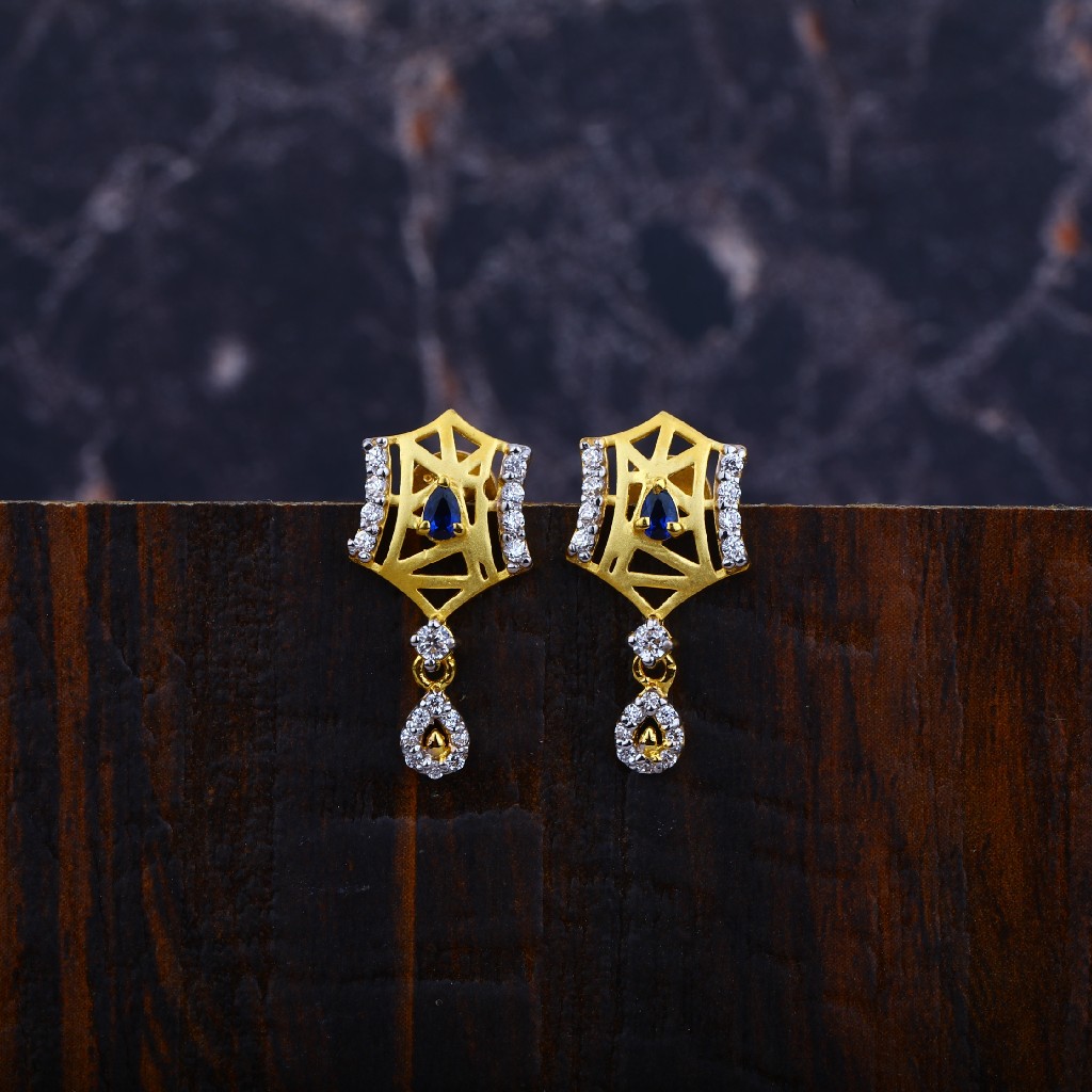 Ladies Gold Cz Earrings-LFE73