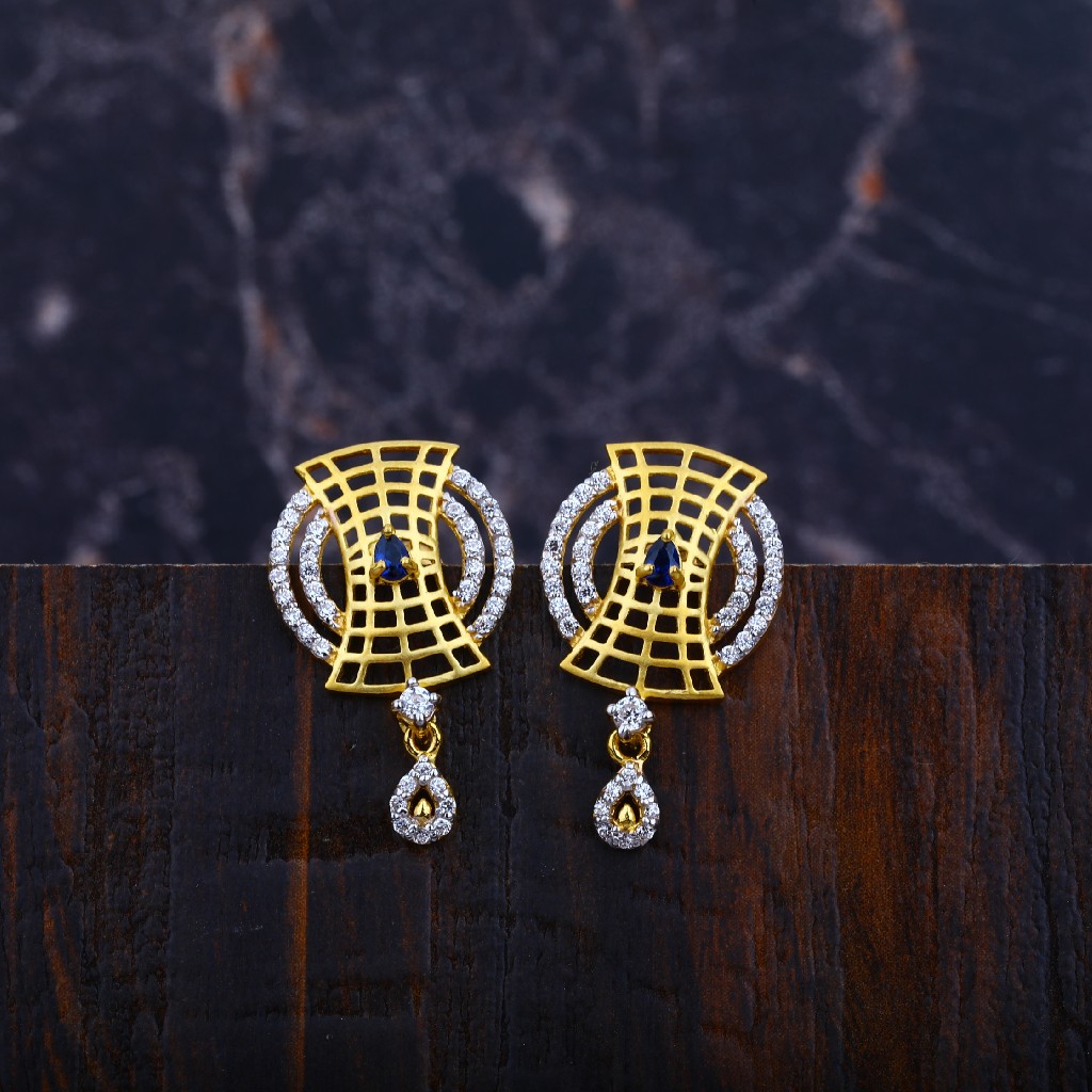 Ladies Gold Cz 916 Earrings-LFE44