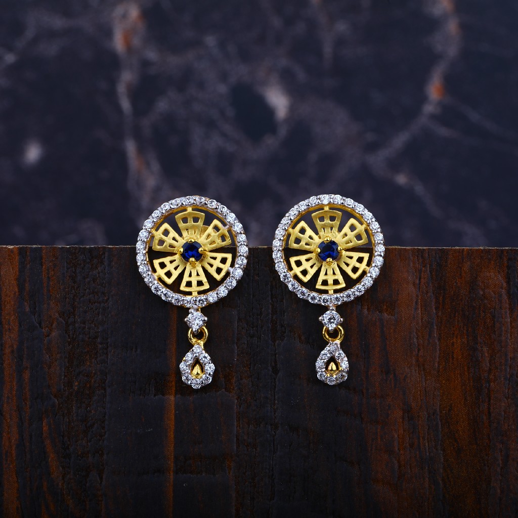 Ladies Cz Gold Earrings-LFE40