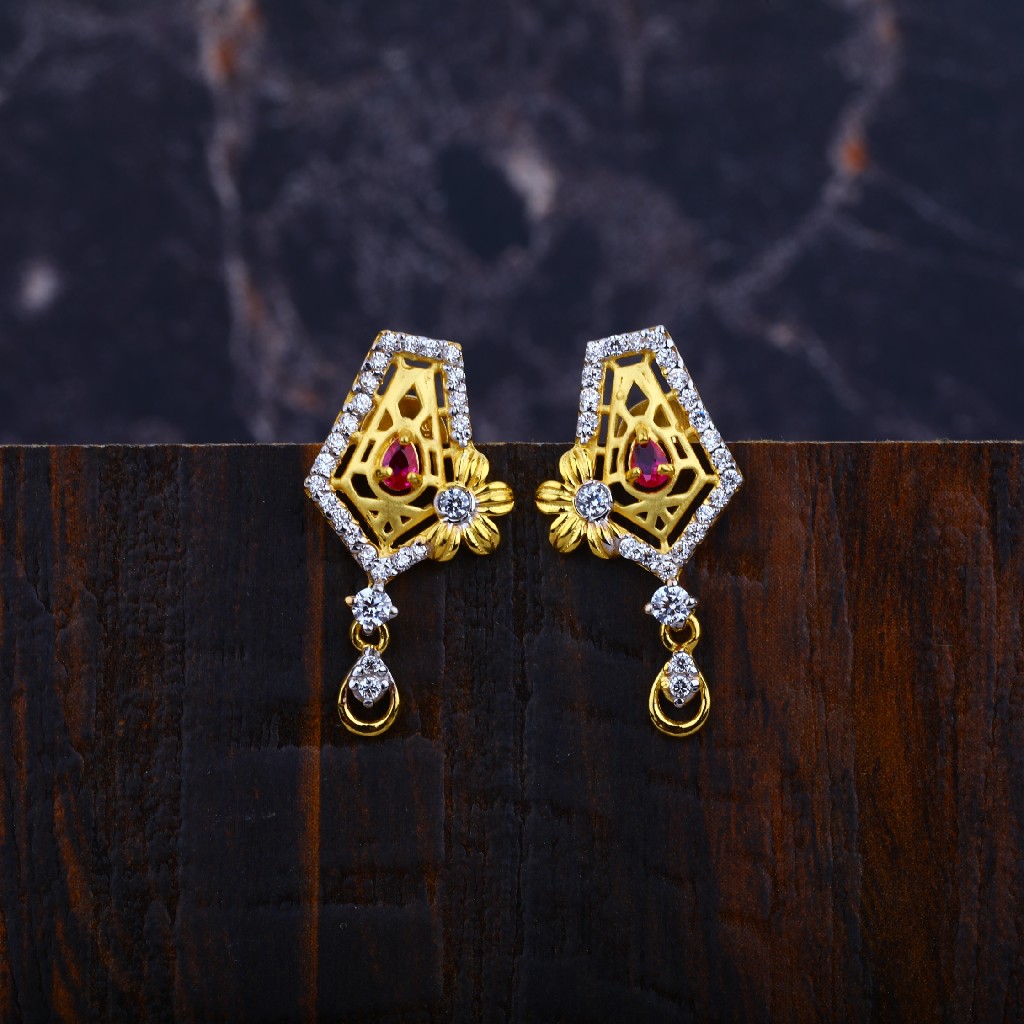 Ladies Gold Cz Earrings-LFE39