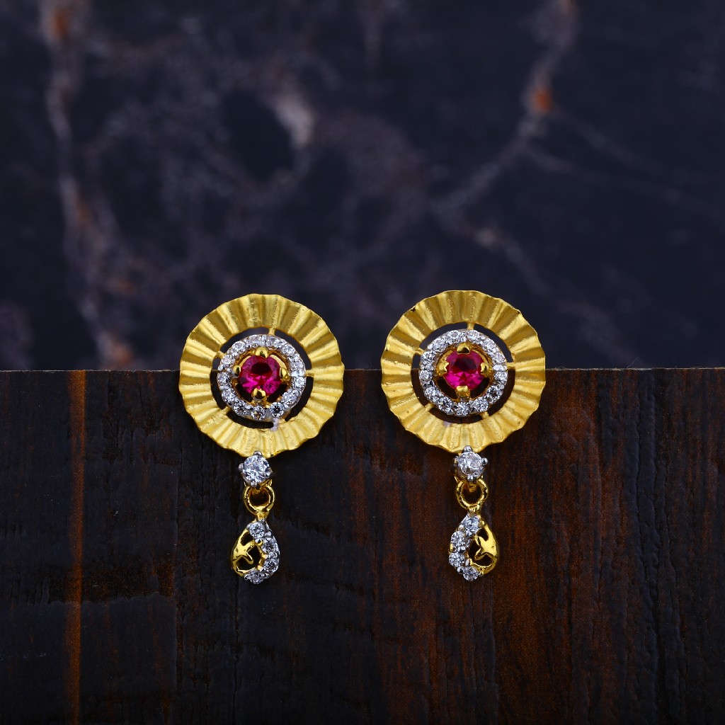 Ladies 22K Gold Earrings-LFE28