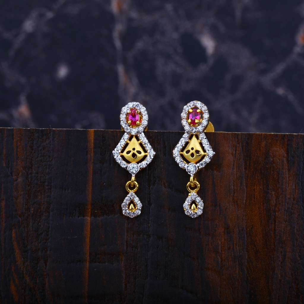 Ladies 22K Gold Earrings-LFE16