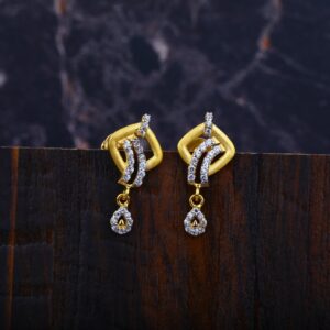 Ladies Cz Gold Earrings-LFE15