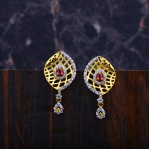 Ladies Gold Cz Earrings-LFE14