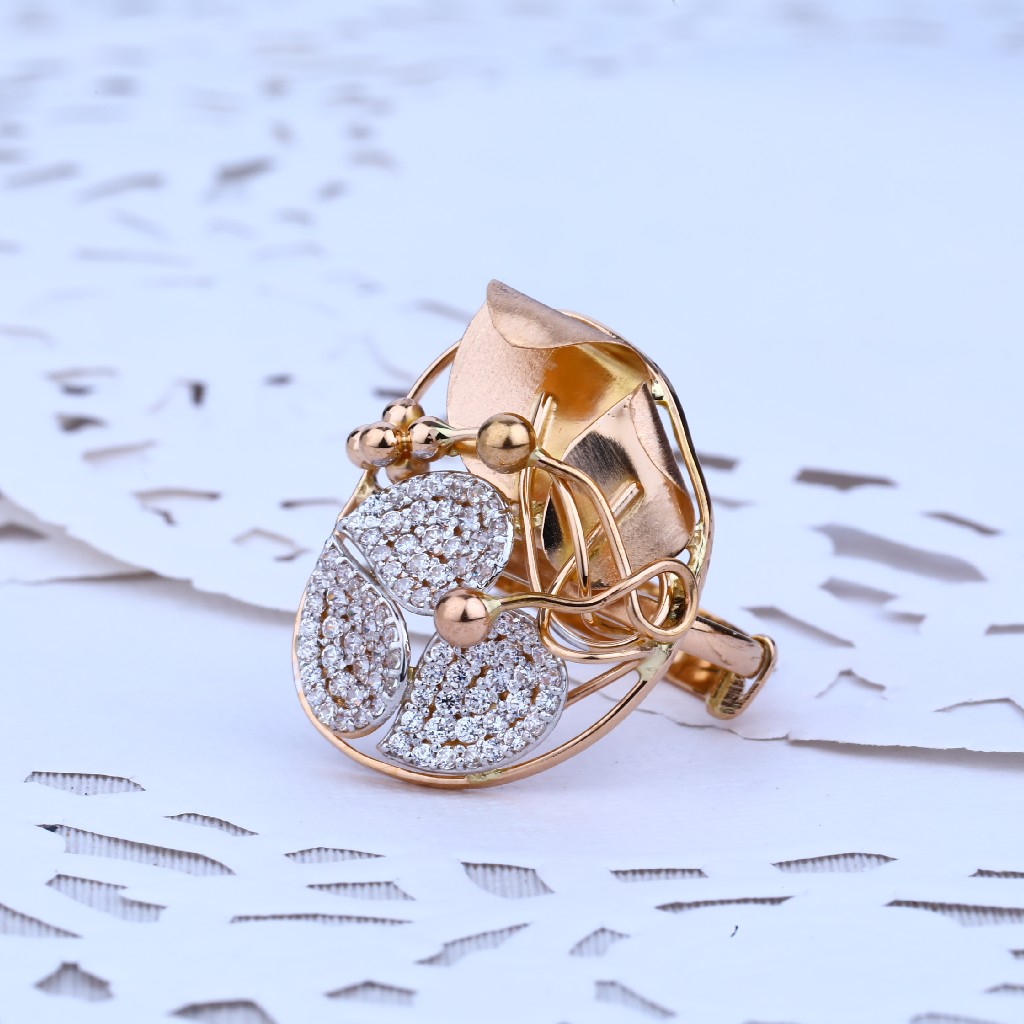 Ladies Rose Gold Fancy Cz 18K Ring-RLR41