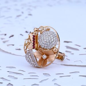 Ladies Rose Gold Cz Ring-RLR40
