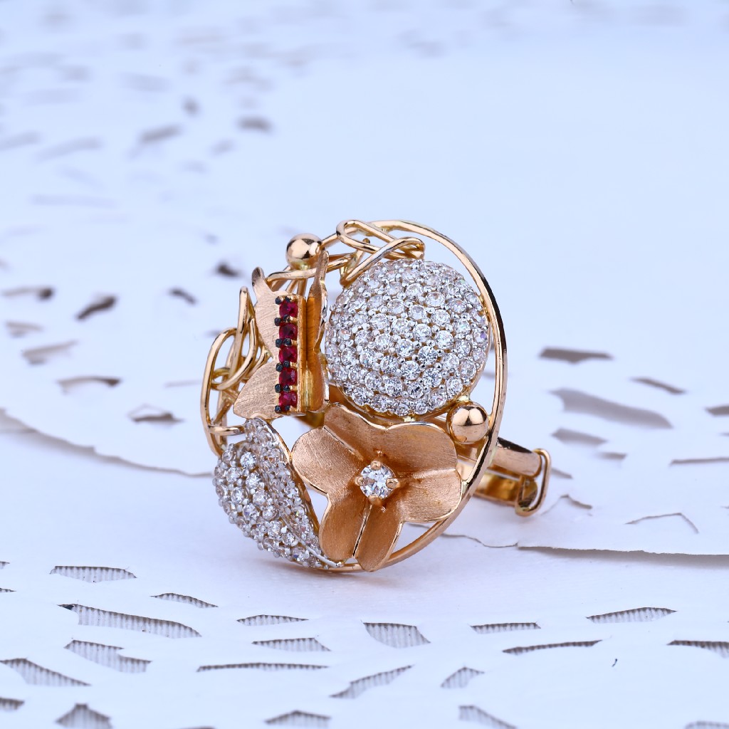 Ladies Rose Gold Cz Ring-RLR40