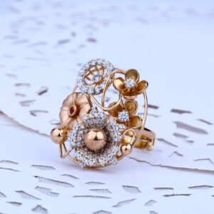 Ladies Adjustable Rose Gold Diamond Ring-RLR37