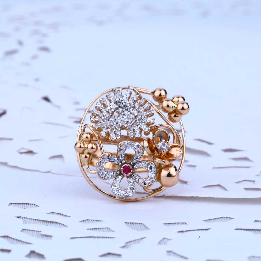 Ladies Rose Gold Cz 18K Ring-RLR36 - Image 2