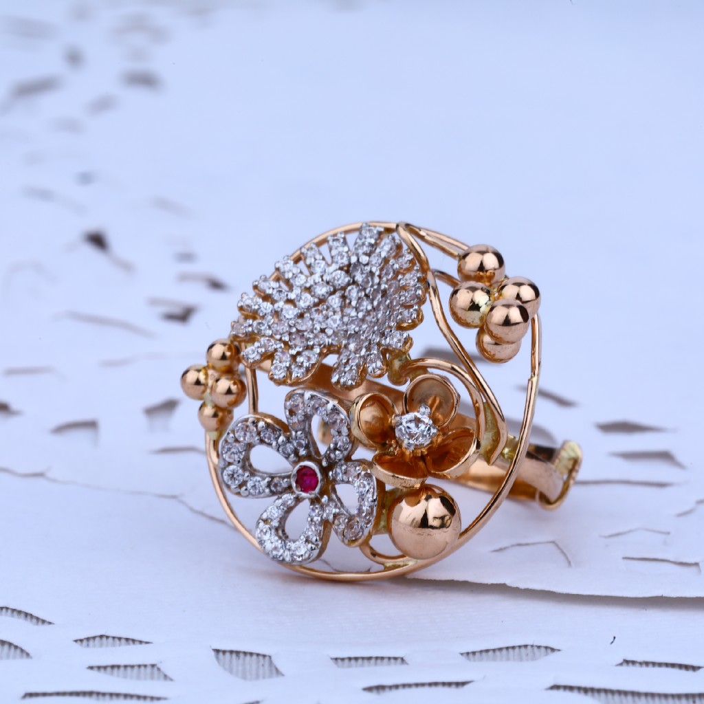Ladies Rose Gold Cz 18K Ring-RLR36