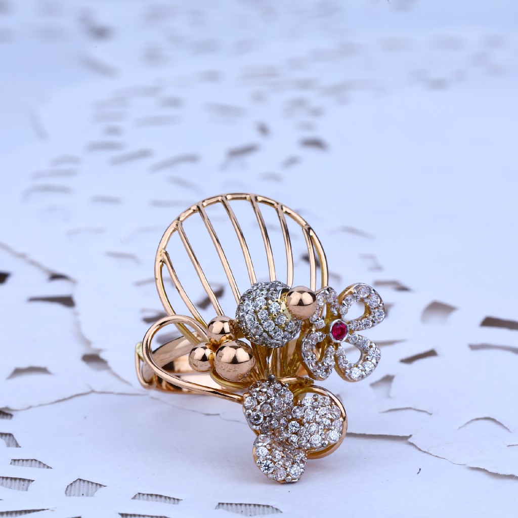 Ladies Rose Gold Diamond Ring-RLR34 - Image 2