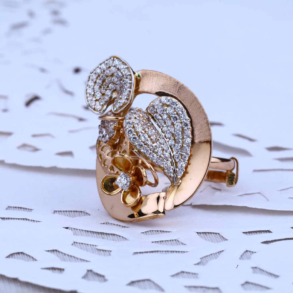 Rose Gold Adjustable Ladies Cz Ring-RLR29