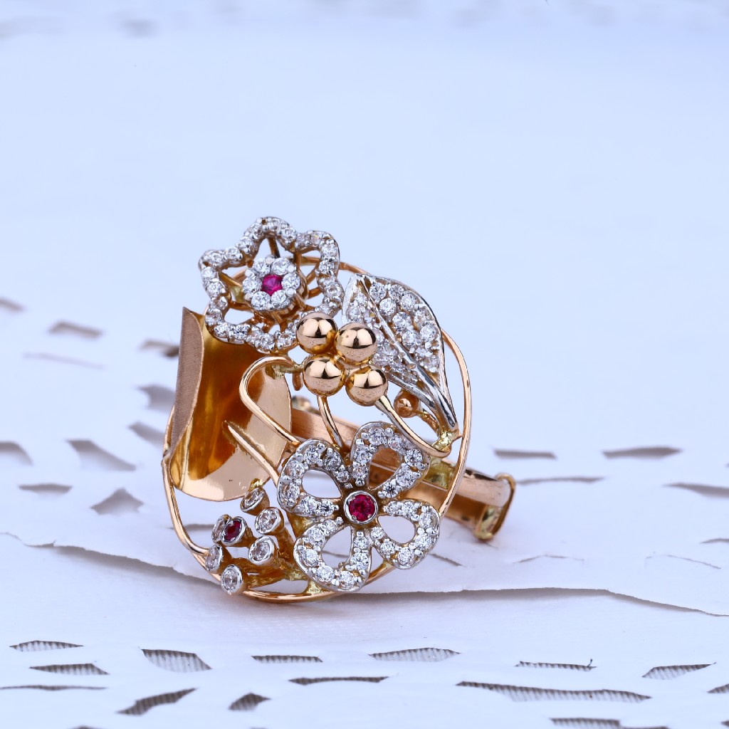 Ladies Adjustable Rose Gold Cz Ring-RLR28