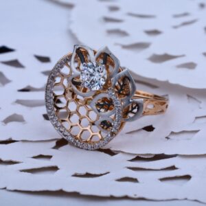 Rose Gold Ladies Fancy 18K Ring-RLR23